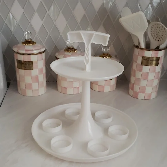 Vintage Tupperware Tumbler Server With 6 Tumblers - Picture 2 of 3